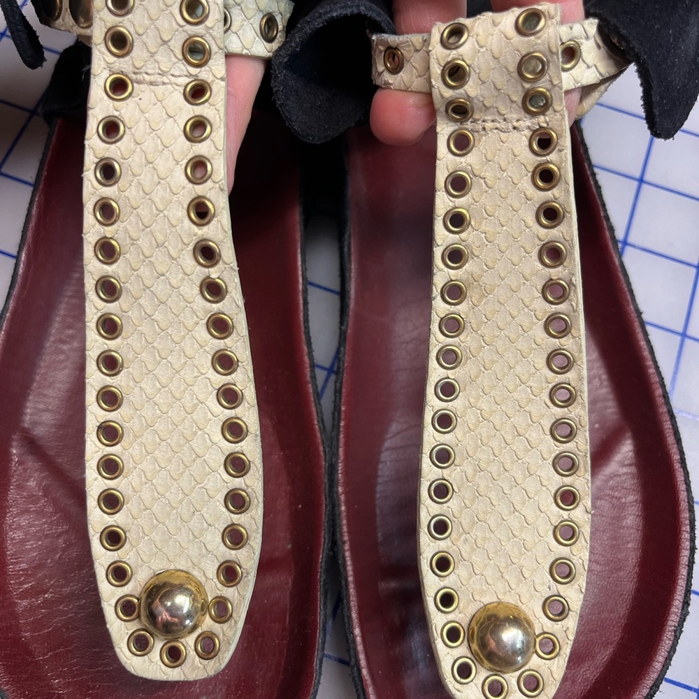 Isabel Marant Black , Burgundy and Cream Studded Sandals - Picture 3 of 7